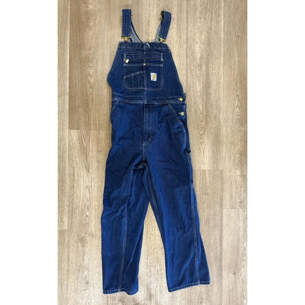 Carhartt Denim Big Overalls 32x30 Men’s Blue Workwear OR4672-M (READ)